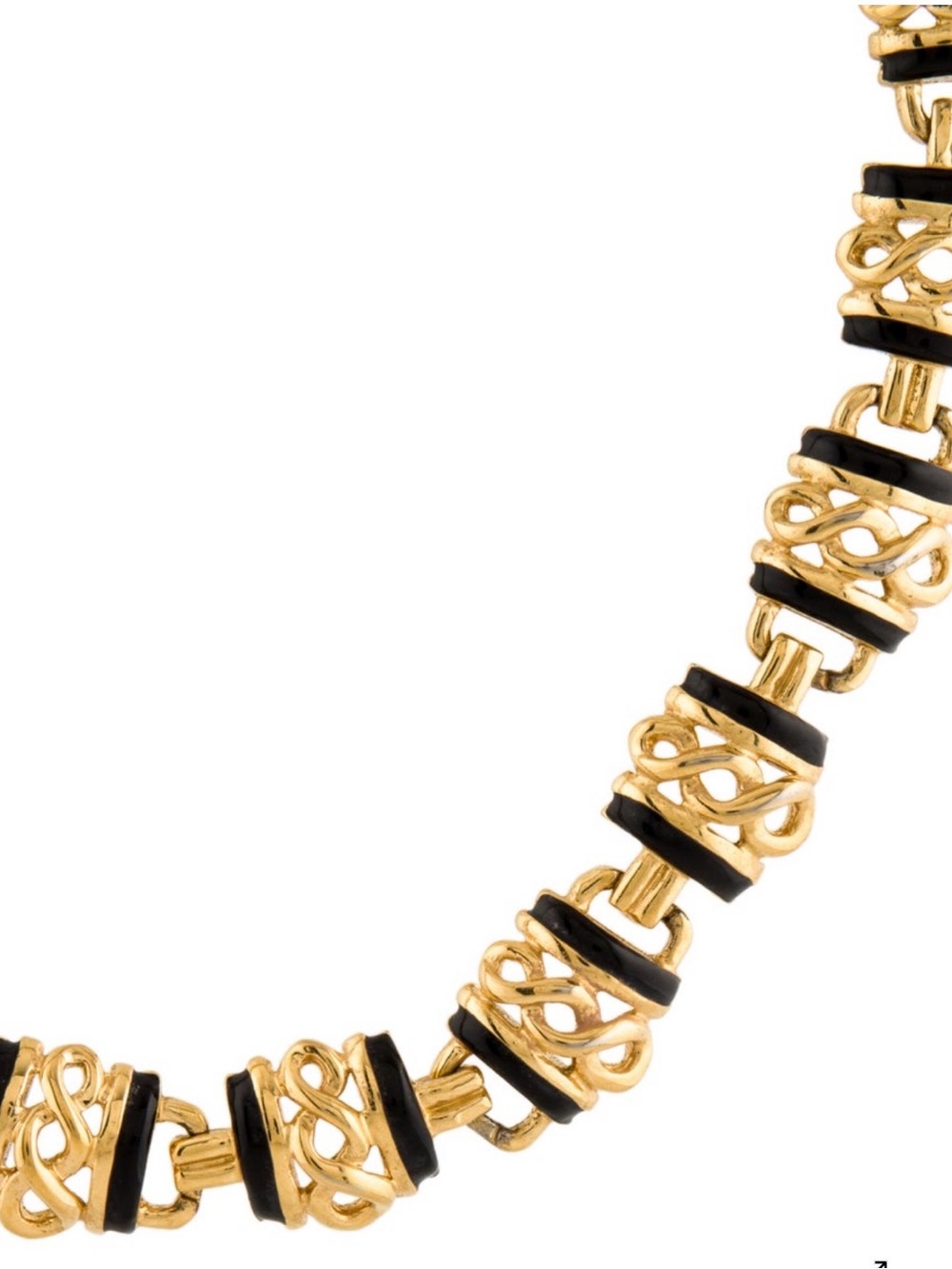 St. John Gold and Black Filigree Link Necklace - Women Jewelry - Picture 2 of 3